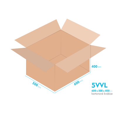 Kartonové krabice 5VVL - 600x500x400mm - vnitřní 594x494x388mm