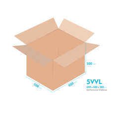 Kartonové krabice 5VVL - 600x500x500mm - vnitřní 594x494x488mm
