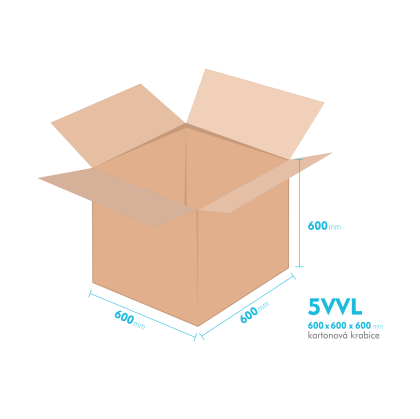Kartonové krabice 5VVL - 600x600x600mm - vnitřní 594x594x588mm