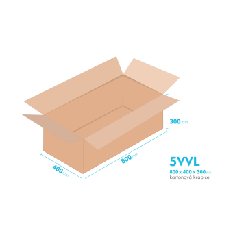 Kartonové krabice 5VVL - 800x400x300mm - vnitřní 794x394x288mm