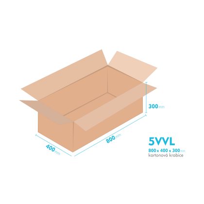 Kartonov krabice 5VVL - 800x400x300mm - vnitn 794x394x288mm