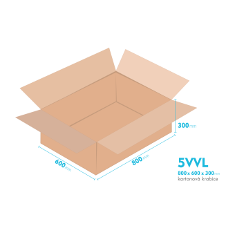 Kartonové krabice 5VVL - 800x600x300mm - vnitřní 794x594x288mm