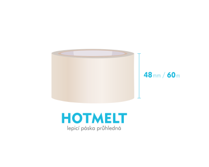 Lepící páska, průhledná - HOTMELT - 48mm x 60m