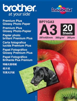 Fotopapr A3 Brother Glossy Photo, 20 list, 260 g/m², leskl, bl, inkoustov (BP71GA3)