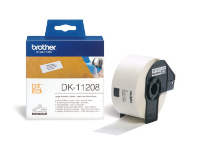 Originální etikety Brother DK-11208, papírové bílé, široké adresy, 38 x 90mm, 400ks