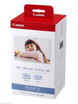 Fotopapír pro termosublimační tiskárny Canon 10x15cm, 108ks (KP108IN)