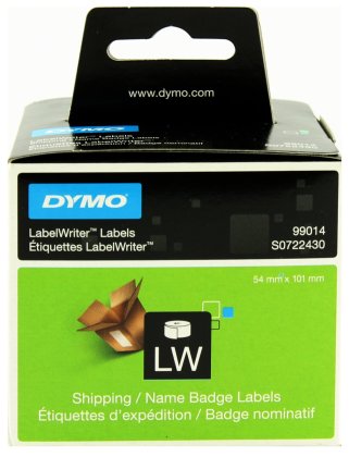 Originln etikety DYMO 99014 (S0722430), 101mm x 54mm, ern tisk na blm podkladu, 220ks