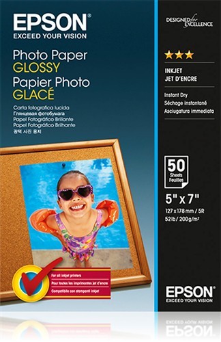 Fotopapír 13x18cm Epson Glossy, 50 listů, 200 g/m², lesklý, bílý, inkoustový (C13S042545)