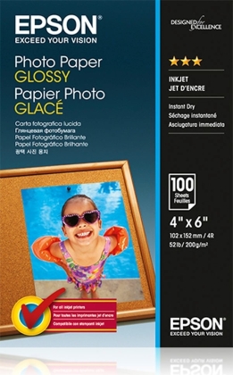 Fotopapr 10x15cm Epson Glossy, 100 list, 200 g/m², leskl, bl, inkoustov (C13S042548)