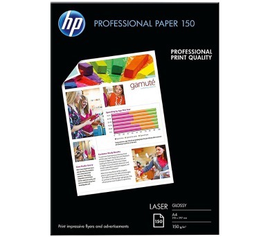 Fotopapír A4 HP Professional Glossy, 150 listů, 150 g/m², lesklý, bílý, laserový (CG965A)