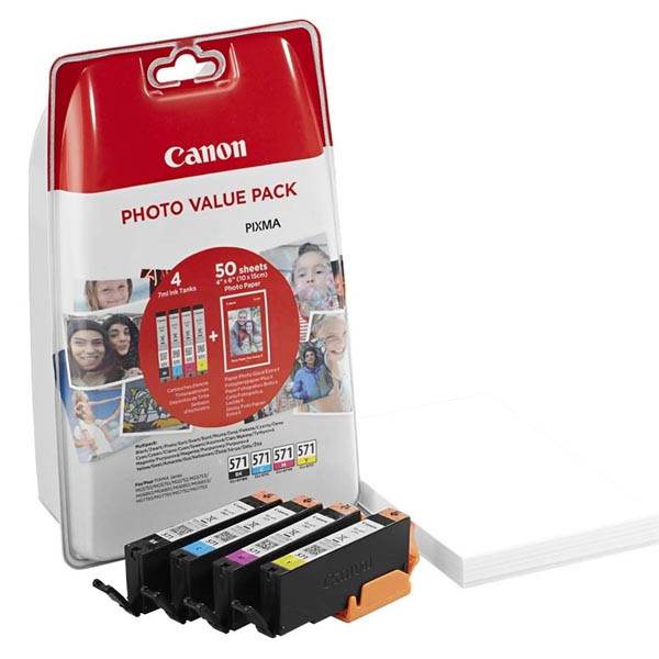 Sada originálních cartridge Canon CLI-571 (0386C006) (Černá a barevné) + fotopapír