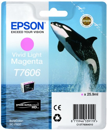 Originální cartridge Epson T7606 (Živě světle purpurová)