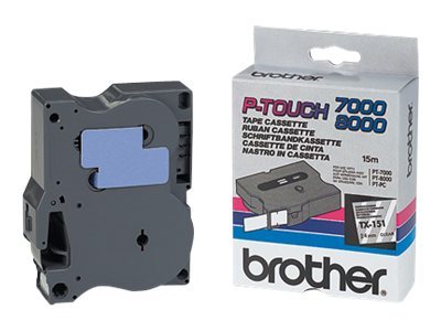 Originální páska Brother TX-151, 24mm, černý tisk na průsvitném podkladu