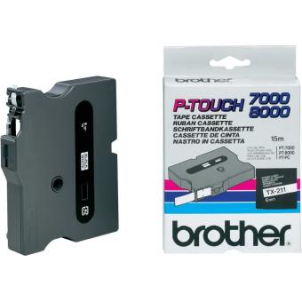 Originln pska Brother TX-211, 6mm, ern tisk na blm podkladu