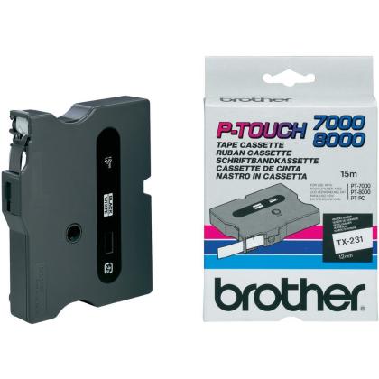 Originální páska Brother TX-231, 12mm, černý tisk na bílém podkladu