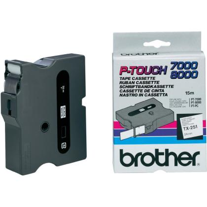 Originální páska Brother TX-251, 24mm, černý tisk na bílém podkladu