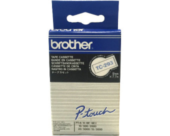 Originální páska Brother TC-293, 9mm, modrý tisk na bílém podkladu