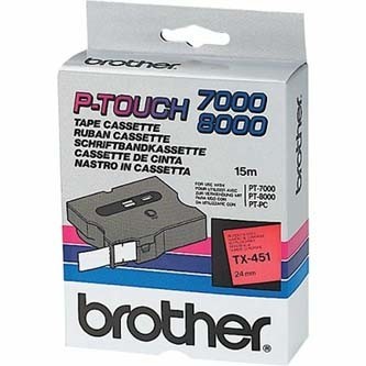 Originální páska Brother TX-451, 24mm, černý tisk na červeném podkladu