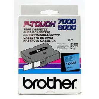 Originální páska Brother TX-551, 24mm, černý tisk na modrém podkladu