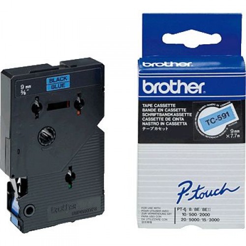 Originální páska Brother TC-591, 9mm, černý tisk na modrém podkladu