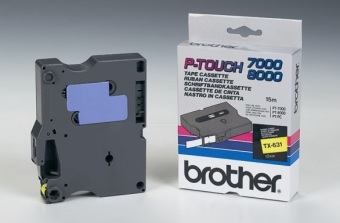 Originln pska Brother TX-631, 12mm, ern tisk na lutm podkladu