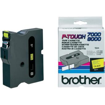 Originln pska Brother TX-641, 18mm, ern tisk na lutm podkladu
