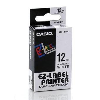 Originální páska Casio XR-12WE1, 12mm, černý tisk na bílém podkladu
