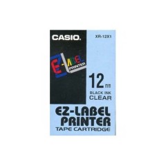 Originální páska Casio XR-12X1, 12mm, černý tisk na průsvitném podkladu
