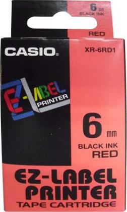 Originln pska Casio XR-6RD1, 6mm, ern tisk na ervenm podkladu