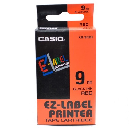 Originální páska Casio XR-9RD1, 9mm, černý tisk na červeném podkladu