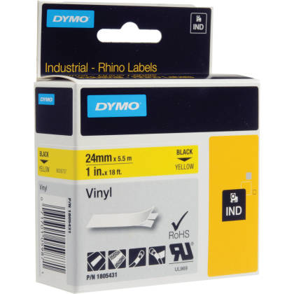 Originální páska DYMO 1805431, 24mm, černý tisk na žlutém podkladu, vinylová