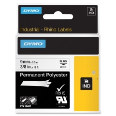 Originální páska DYMO 18482, 9mm, černý tisk na bílém podkladu, permanentní polyesterová