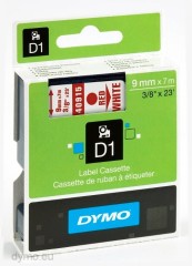 Originální páska DYMO 40915 (S0720700), 9mm, červený tisk na bílém podkladu