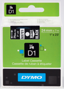 Originální páska DYMO 53721 (S0721010), 24mm, bílý tisk na černém podkladu