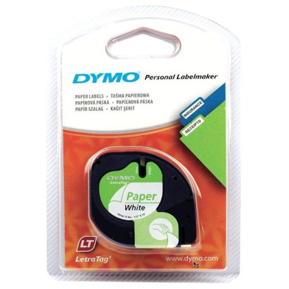 Originální páska DYMO 59421 (S0721500), 12mm, černý tisk na bílém podkladu, papírová