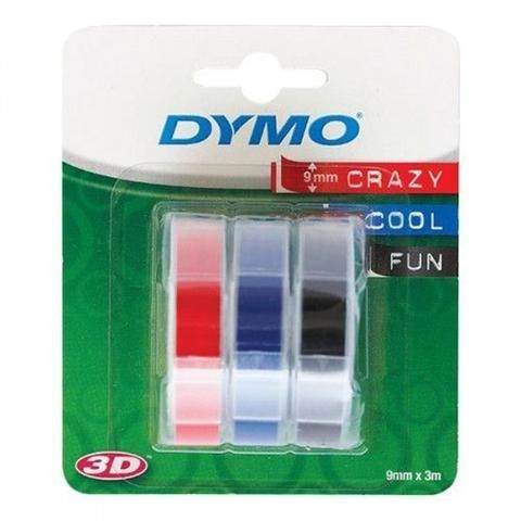 Originální páska DYMO S0847750, 9mm, bílý tisk na černém, modrém a červeném podkladu