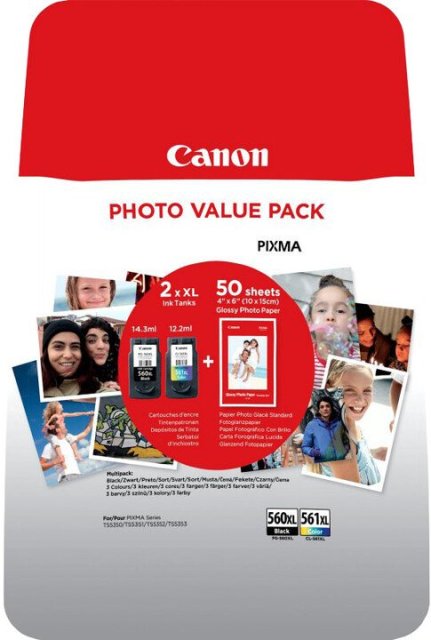 Sada originálních cartridge Canon PG-560XL+CL-561XL (Černá a barevná) + fotopapír