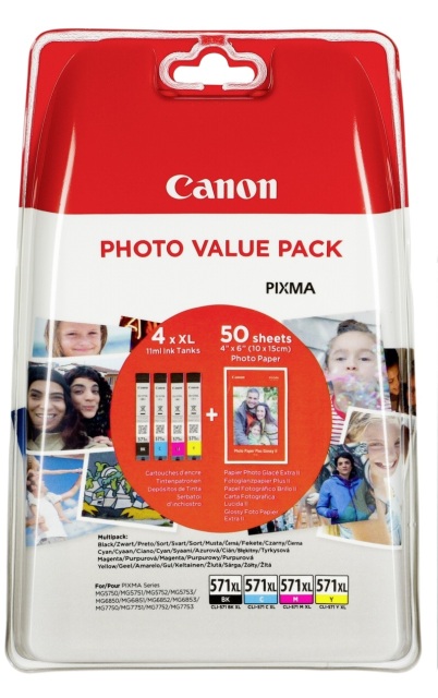 Sada originálních cartridge Canon CLI-571XL (0332C005) (Černá a barevné) + fotopapír
