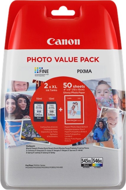 Sada originálních cartridge Canon PG-545XL+CL-546XL (Černá a barevná) + fotopapír